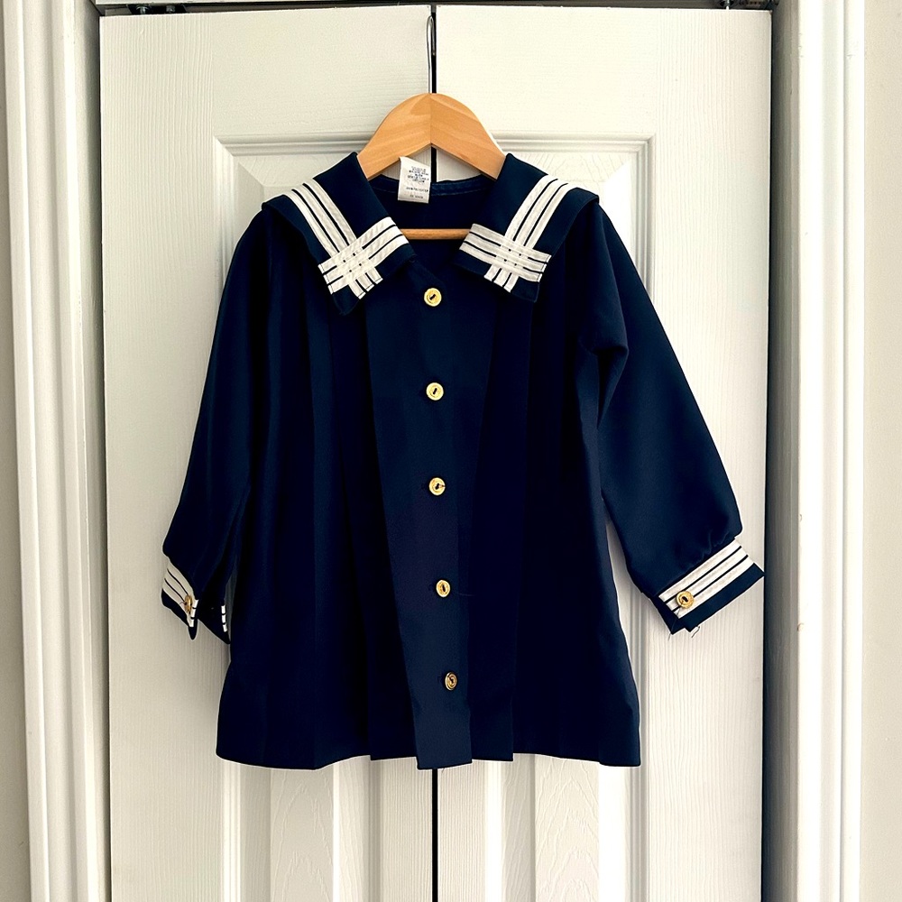 Vintage Girls Navy Sailor Dress